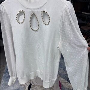 Belldini White Beaded Blouse
